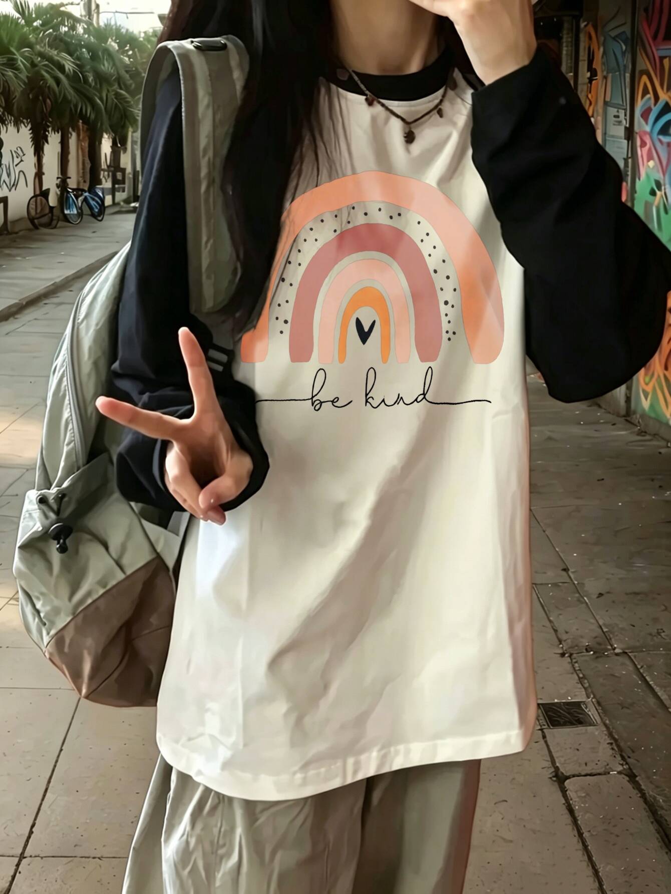 Tee Graphic Print - Camiseta harajuku vintage informal con estampado